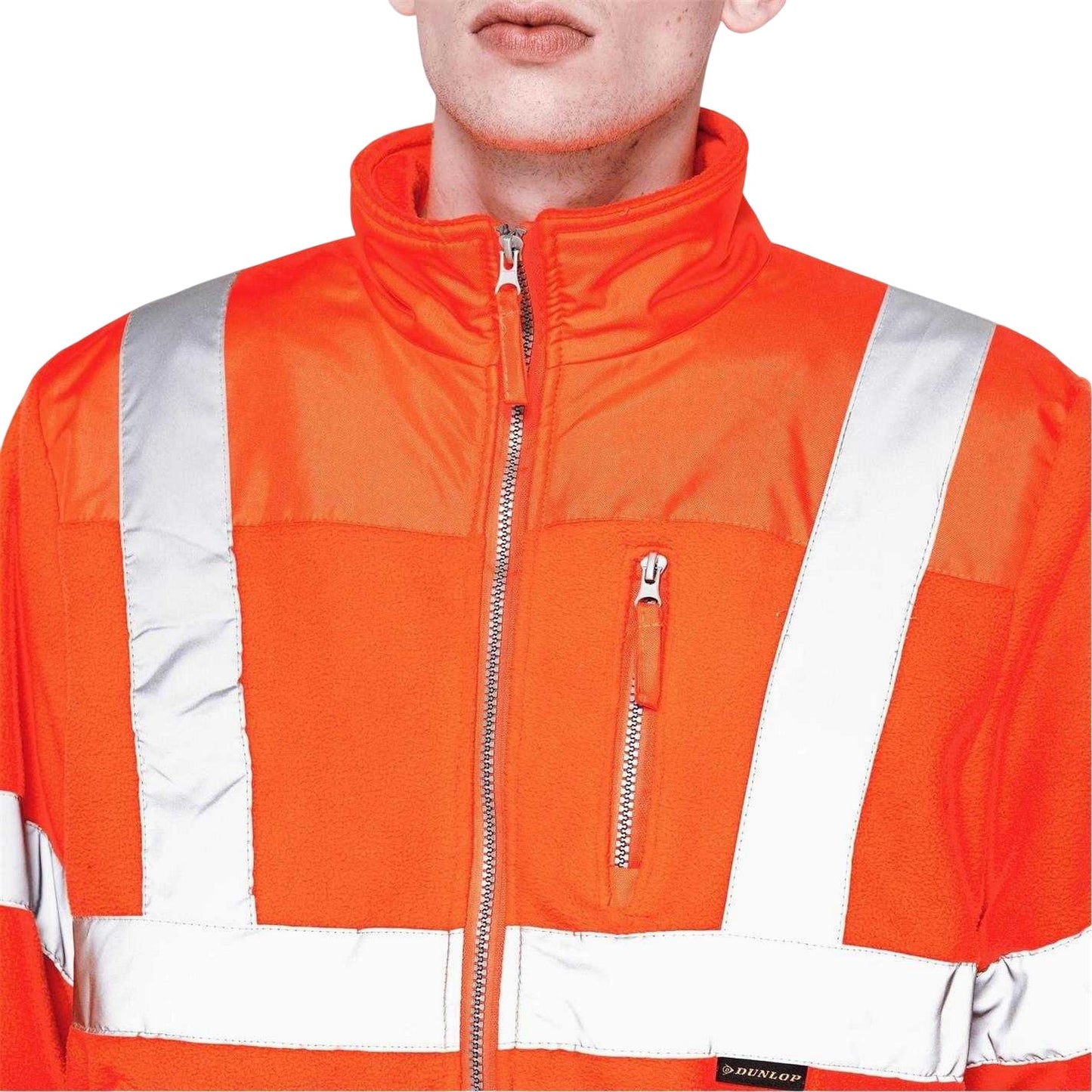 Orange - Side - Dunlop Mens Hi-Vis Fleece Jacket