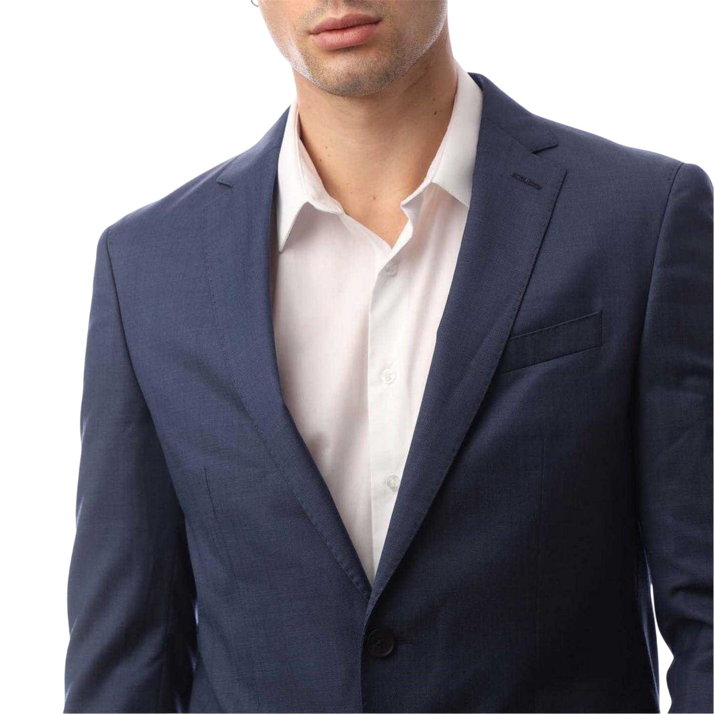 Navy - Side - Boss Mens Novan6 Single-Breasted Slim Blazer