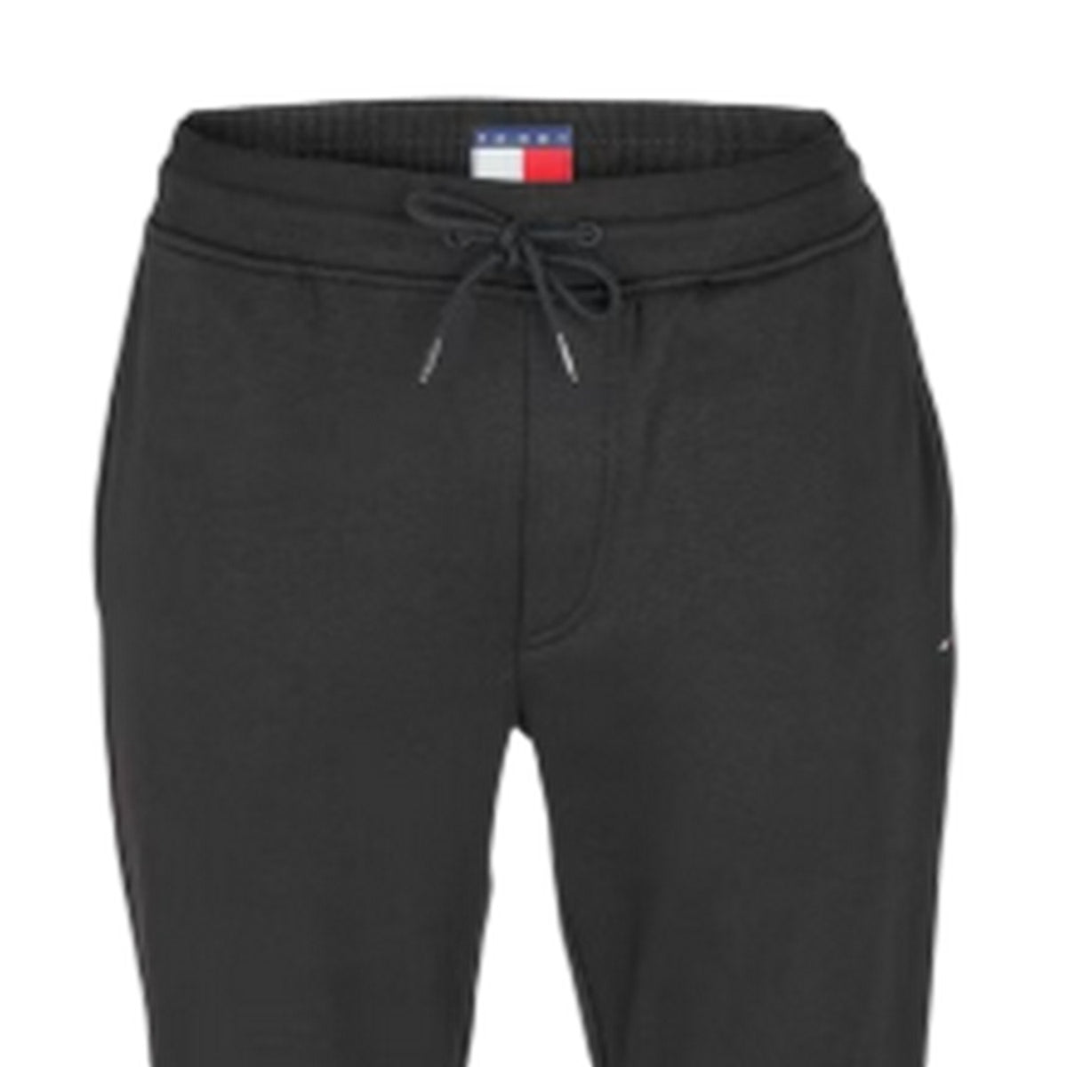 Black - Side - Tommy Jeans Mens Cotton Flag Joggers