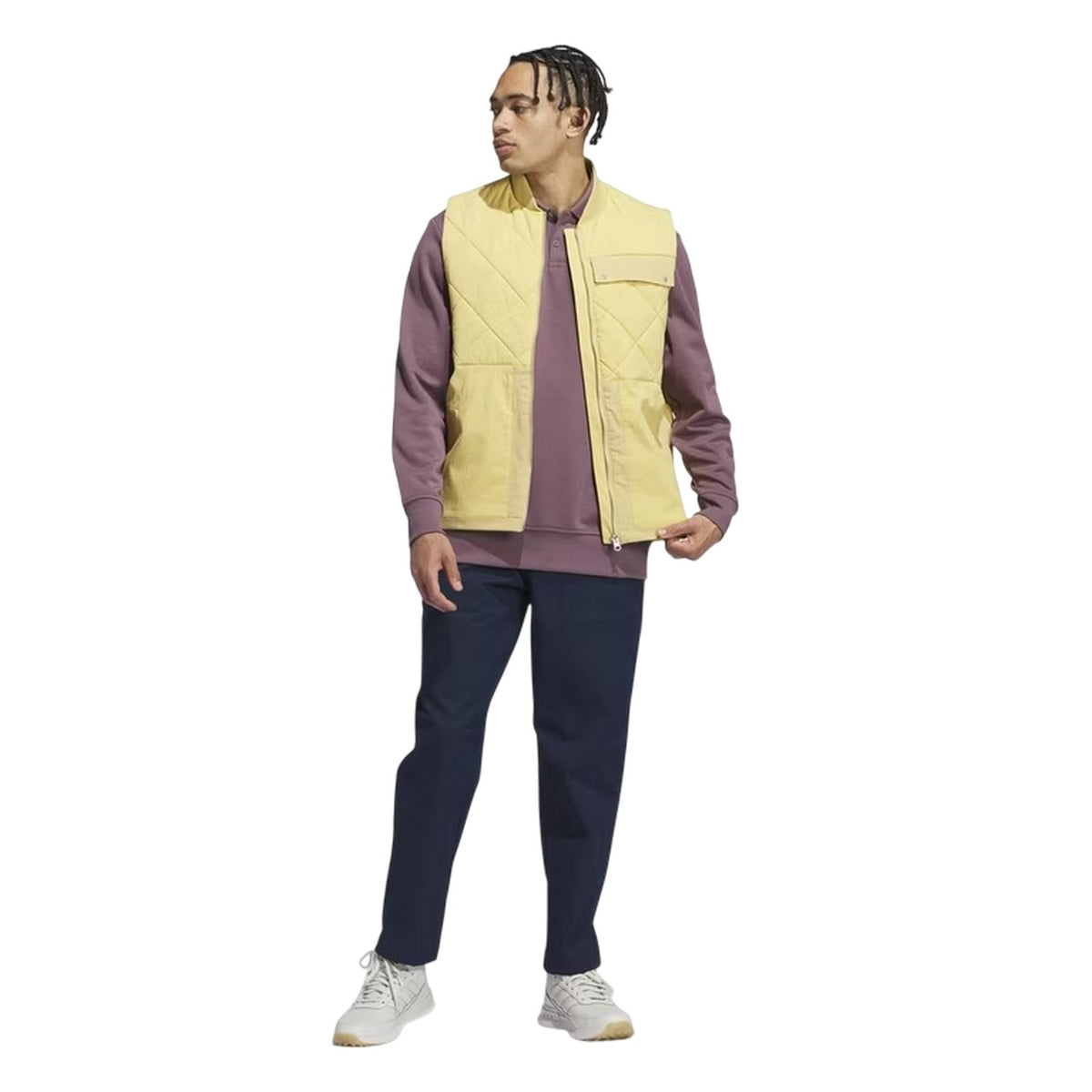 Oat - Close up - Adidas Mens Go-To Quilted Water Repellent Gilet