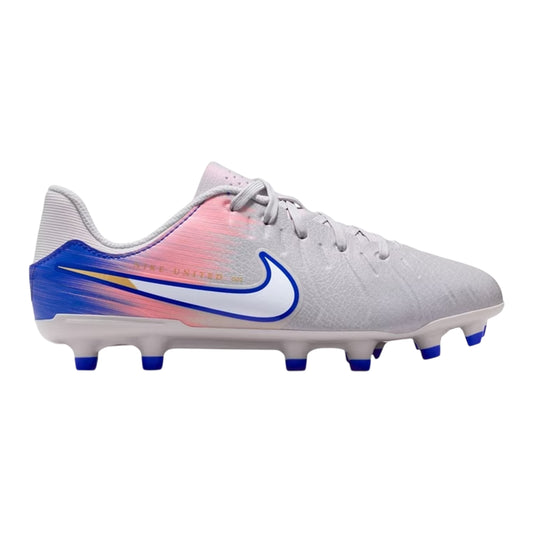 Grey-Blue - Front - Nike Childrens-Kids Tiempo Legend 10 Firm Ground Football Boots