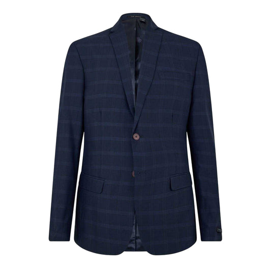 Navy - Front - Ted Baker Mens Rust Plaid Flap Pocket Suit Jacket
