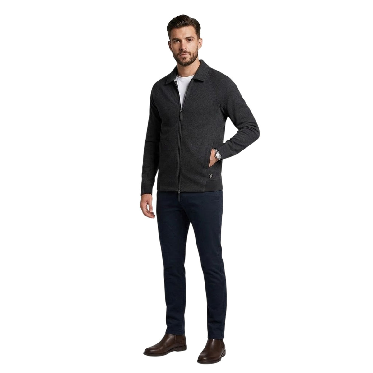 Black - Side - Lyle & Scott Mens Interlock Full Zip Regular Jacket
