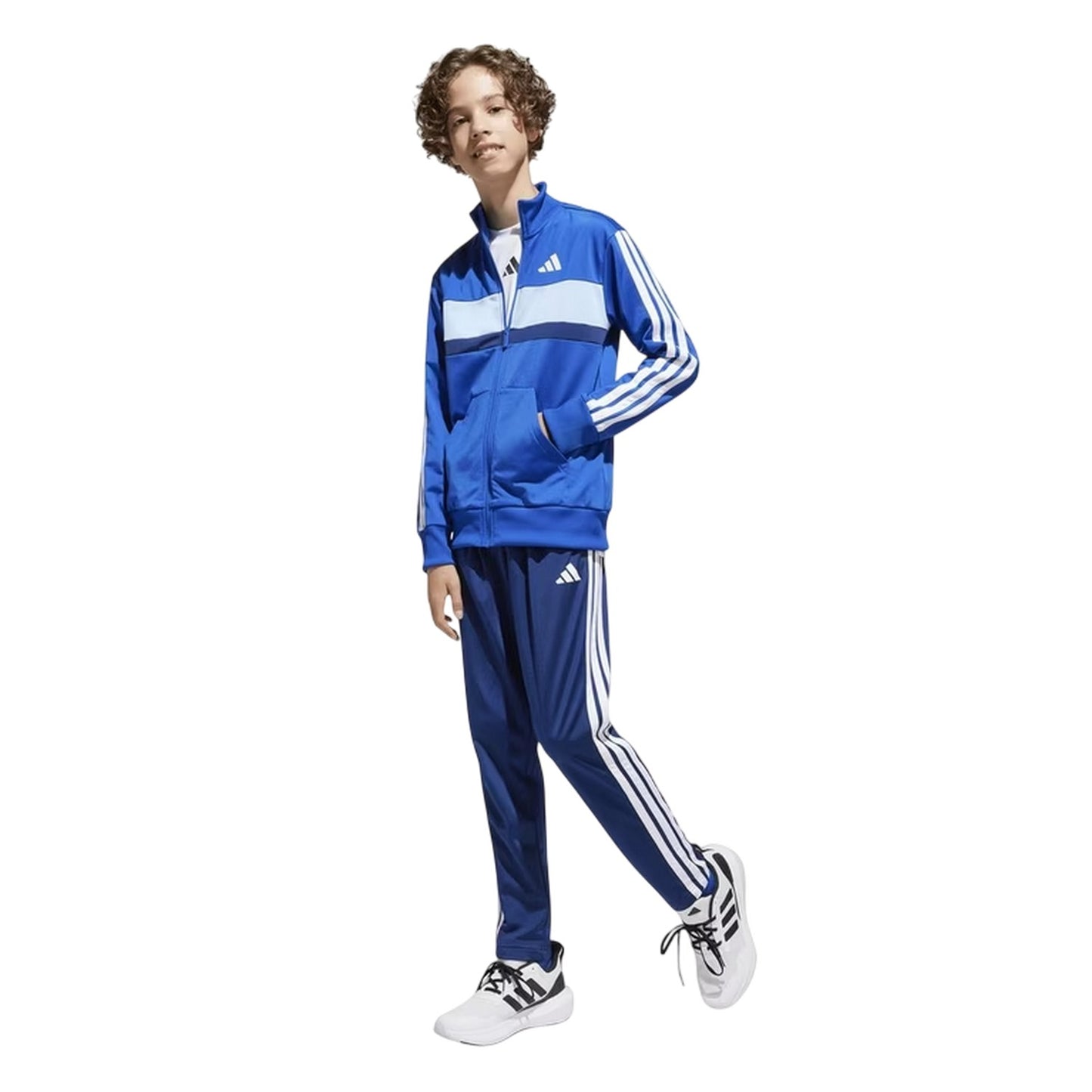Blue-White - Lifestyle - Adidas Childrens-Kids Essentials Tiberio Colour Block Tracksuit