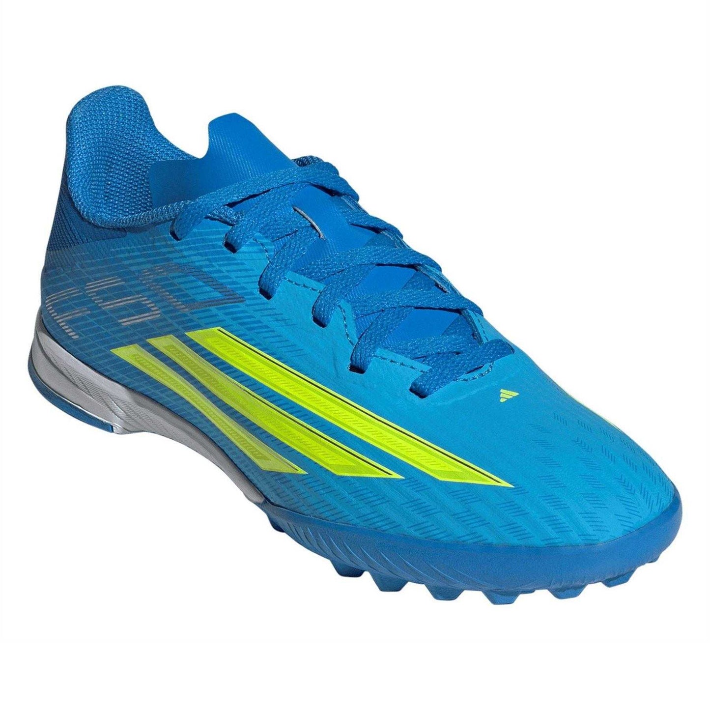 Blue-Solar Yellow - Pack Shot - Adidas Childrens-Kids F50 League Football Boots
