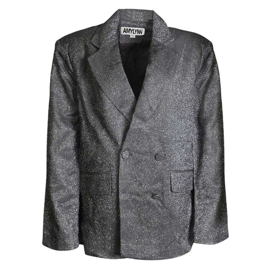 Silver - Front - AmyLynn Womens-Ladies Ezra Metallic Double-Breasted Blazer