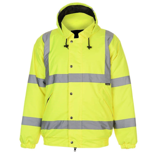 Yellow - Front - Dunlop Mens Hi-Vis Safety Bomber Jacket