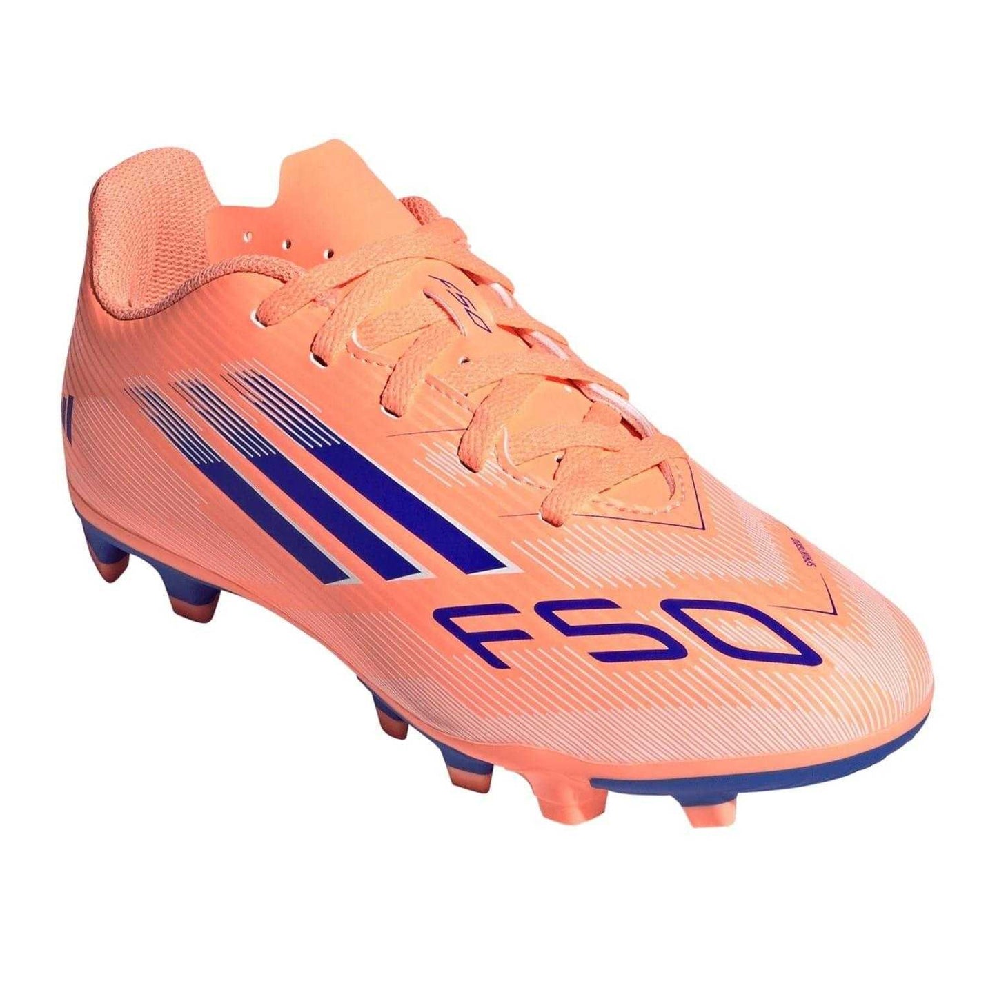 Orange-Blue - Pack Shot - Adidas Childrens-Kids F50 Messi Club Firm Ground Football Boots