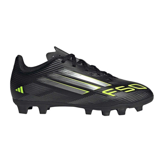 Black-Lemon - Front - Adidas Childrens-Kids F50 Messi Club Firm Ground Football Boots