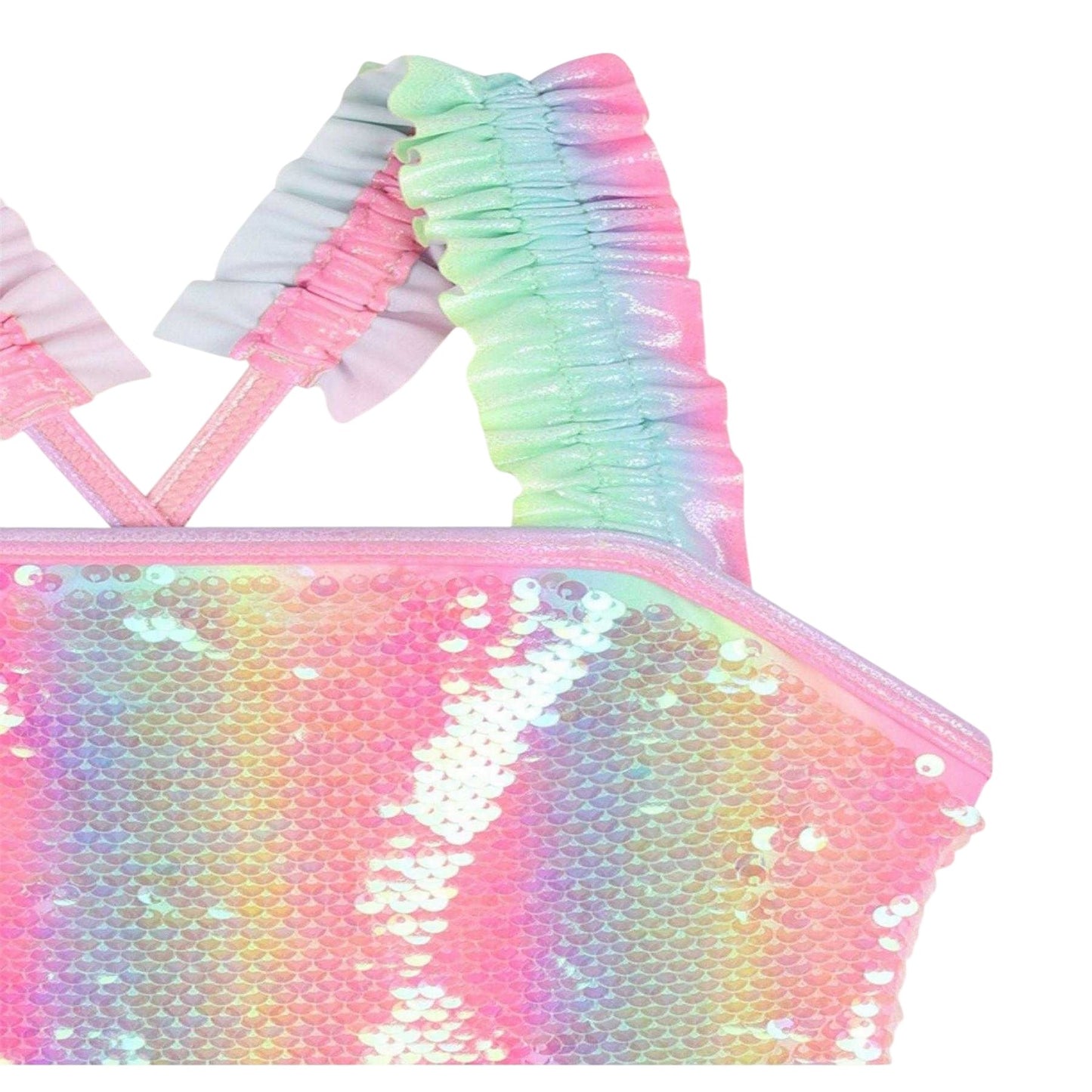 Multicoloured - Side - Billieblush Girls Sequins One Piece Swimsuit