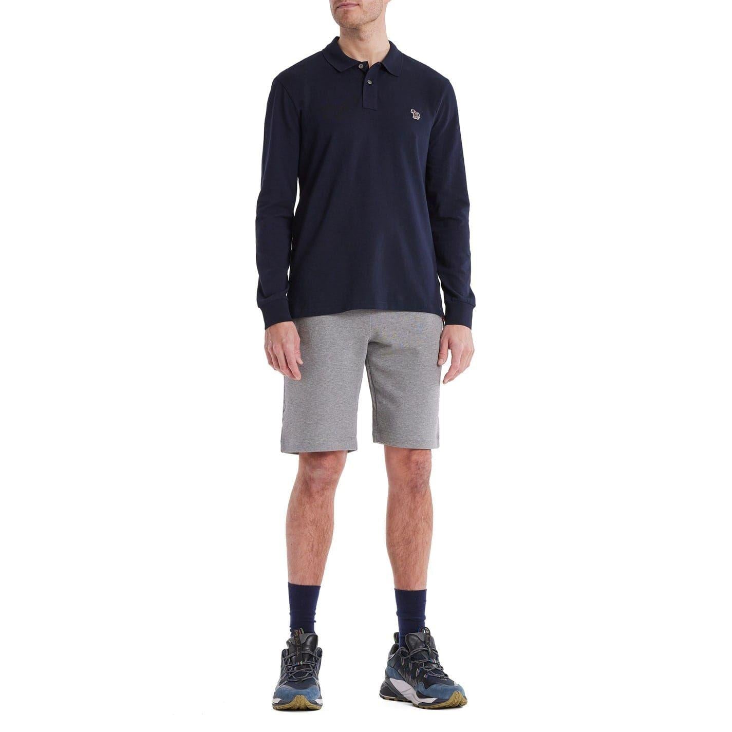 Navy - Pack Shot - Paul Smith Mens Zebra Long-Sleeved Polo Shirt