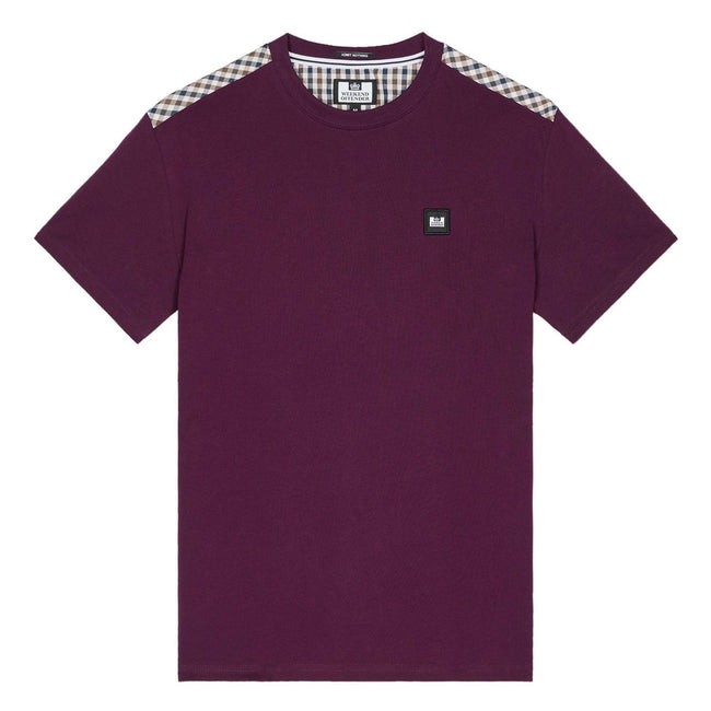 Berry - Front - Weekend Offender Mens Diaz Checked T-Shirt