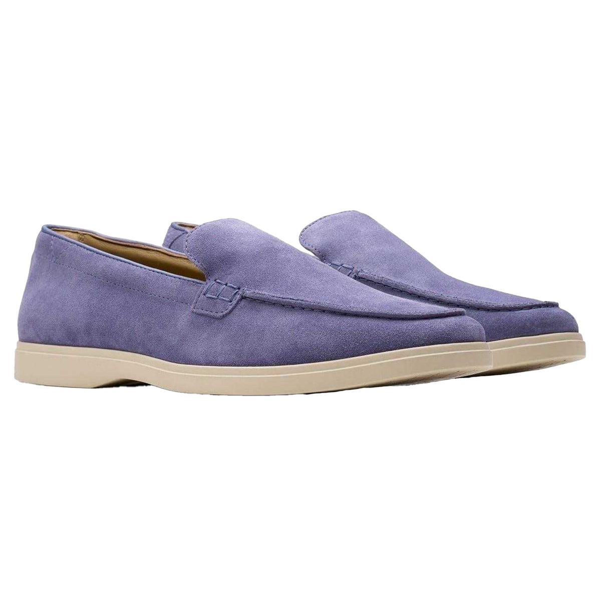 Dusky Blue - Pack Shot - Clarks Mens Torford Venetian Suede Loafers