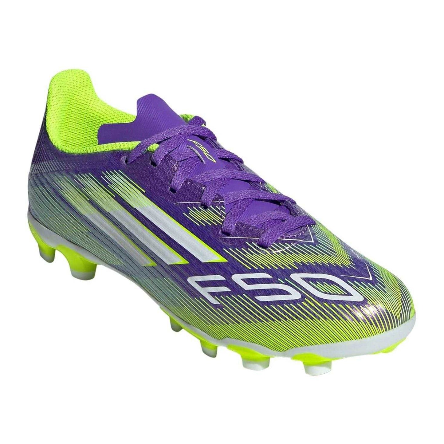 Purple-White - Pack Shot - Adidas Childrens-Kids F50 League Football Boots