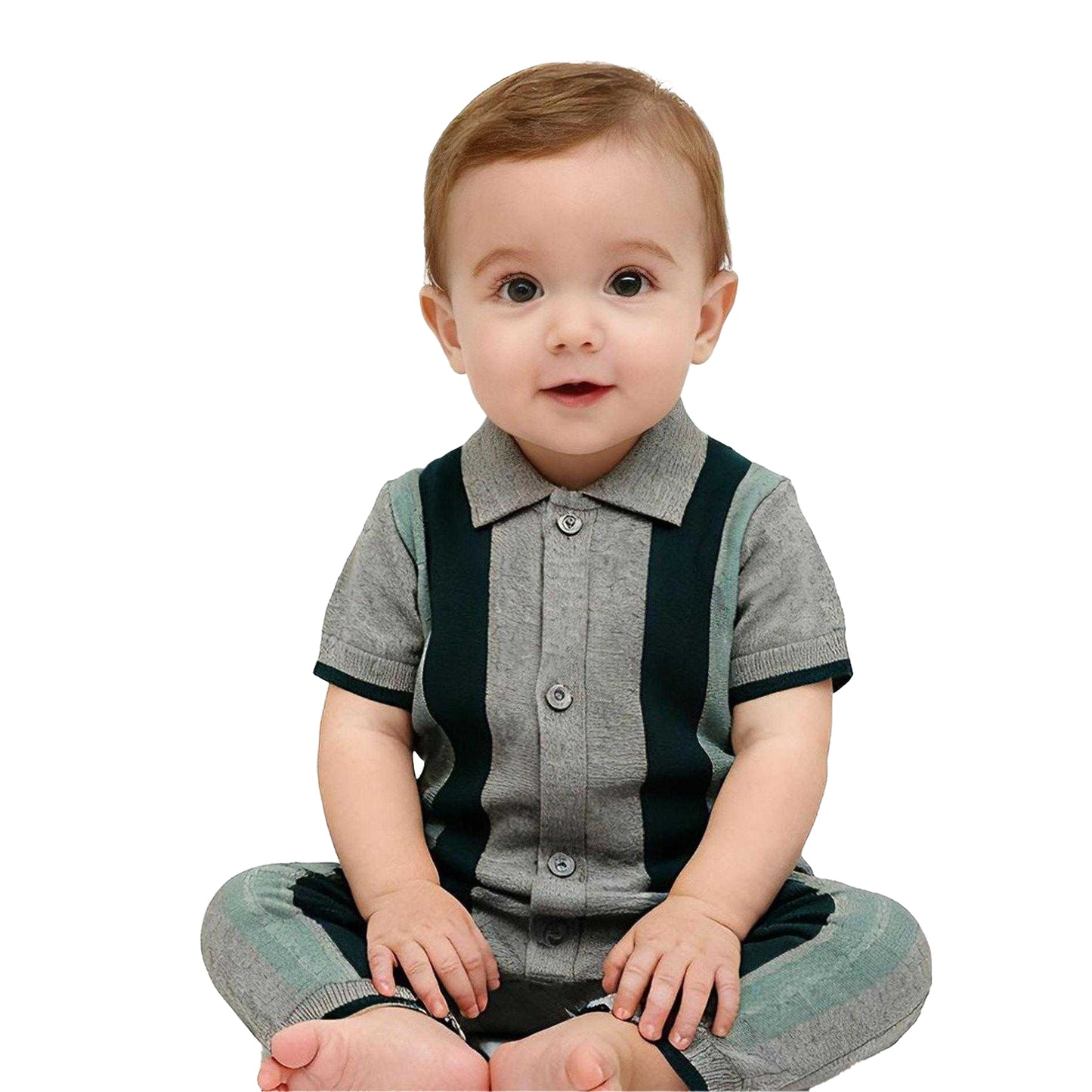 Multicoloured - Pack Shot - Pretty Green Baby Striped Short-Sleeved Romper