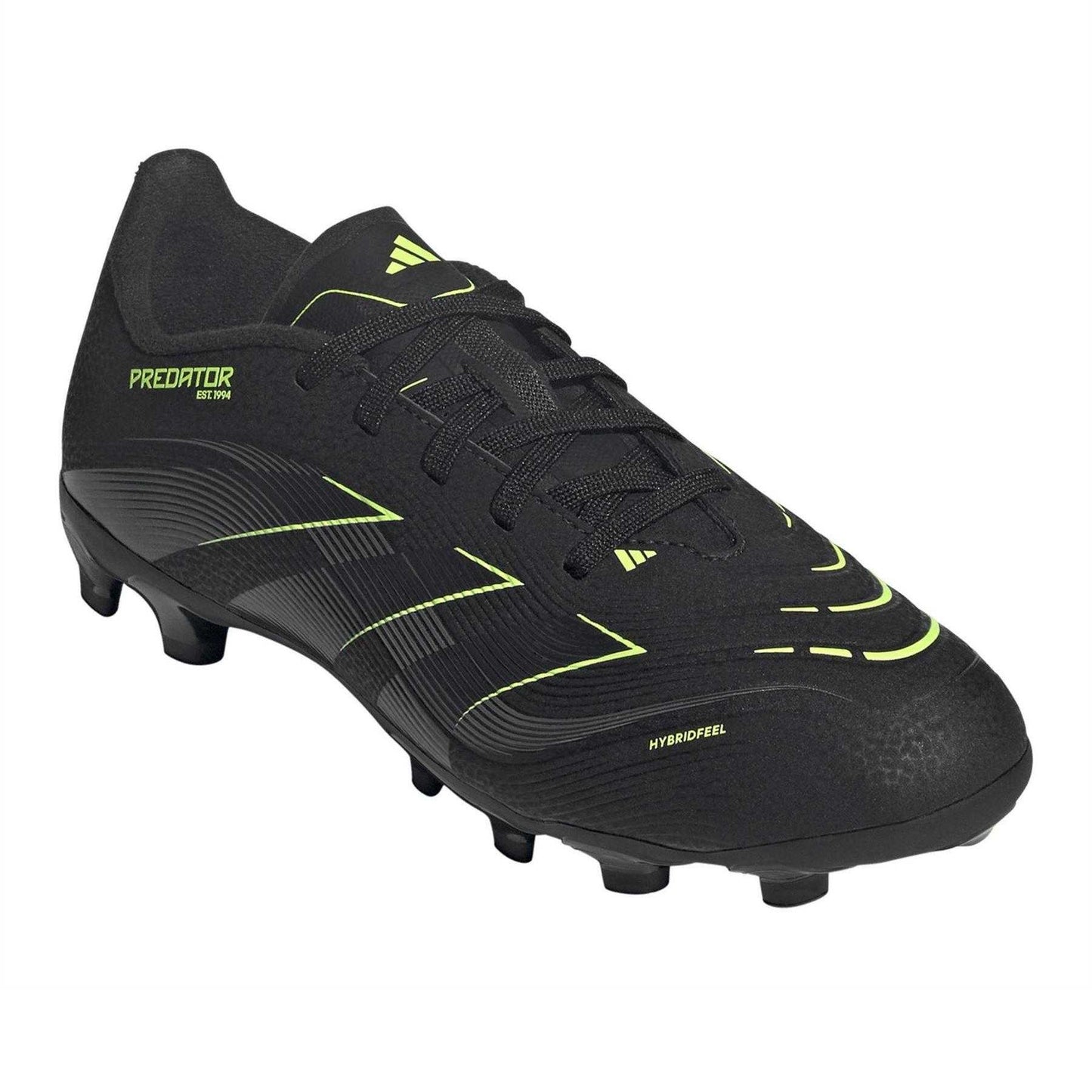 Black-Carbon-Lemon - Pack Shot - Predator Childrens-Kids Predator League Cleated Firm Ground Football Boots
