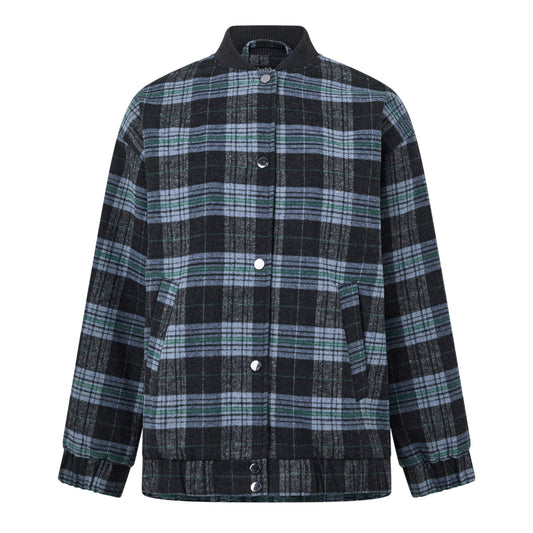 Blue - Front - Nobody´s Child Womens-Ladies Plaid Bomber Jacket
