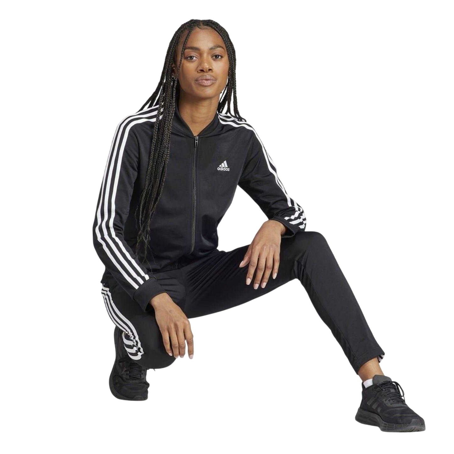 Black-White - Pack Shot - Adidas Womens-Ladies Back 2 Basics Tracksuit Set