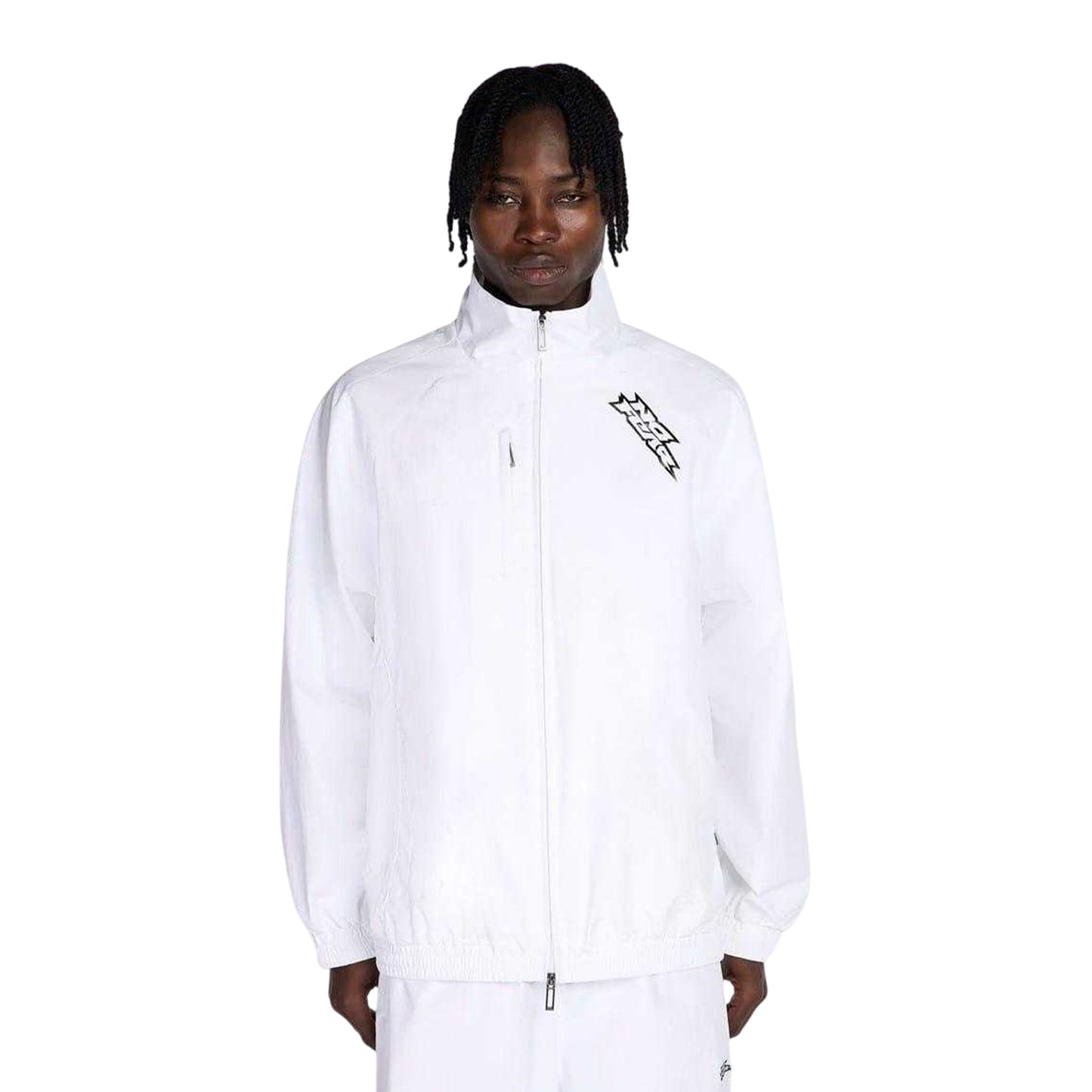White - Lifestyle - No Fear Mens Funnel Neck Raglan Long-Sleeved Track Top