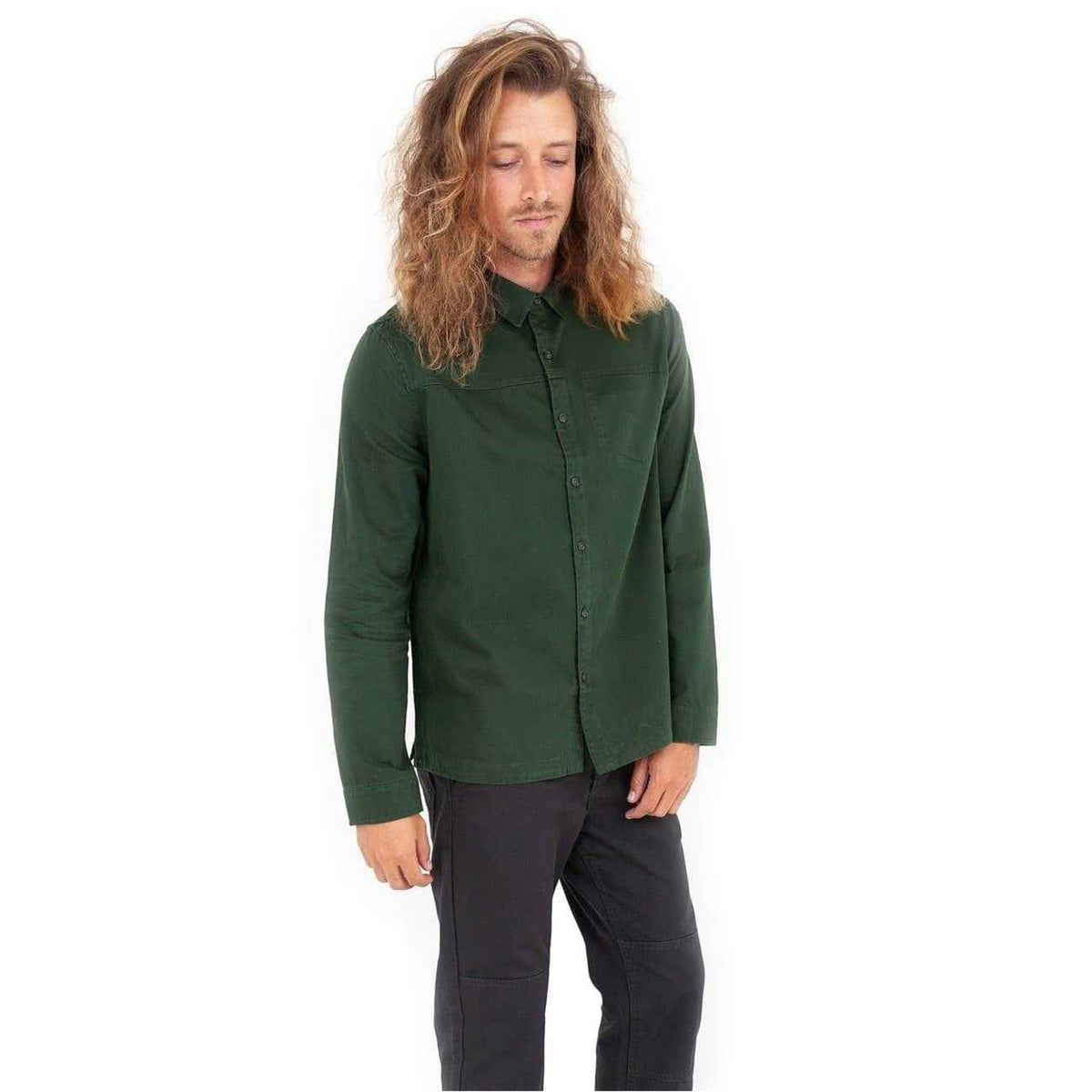 Pine - Side - Roamers Mens Chest Pocket Long-Sleeved Shirt