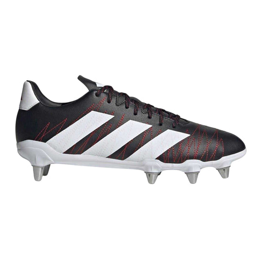 Black-White-Carbon - Front - Adidas Mens Kakari Soft Ground Rugby Boots
