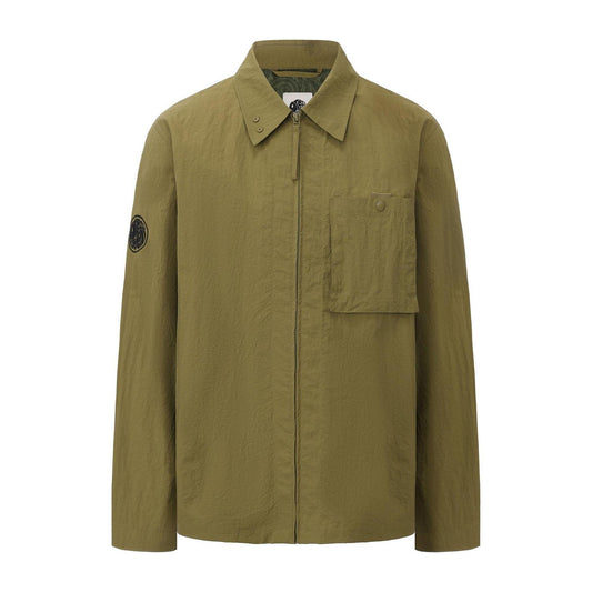 Khaki Green - Front - Pretty Green Mens Nylon Overshirt