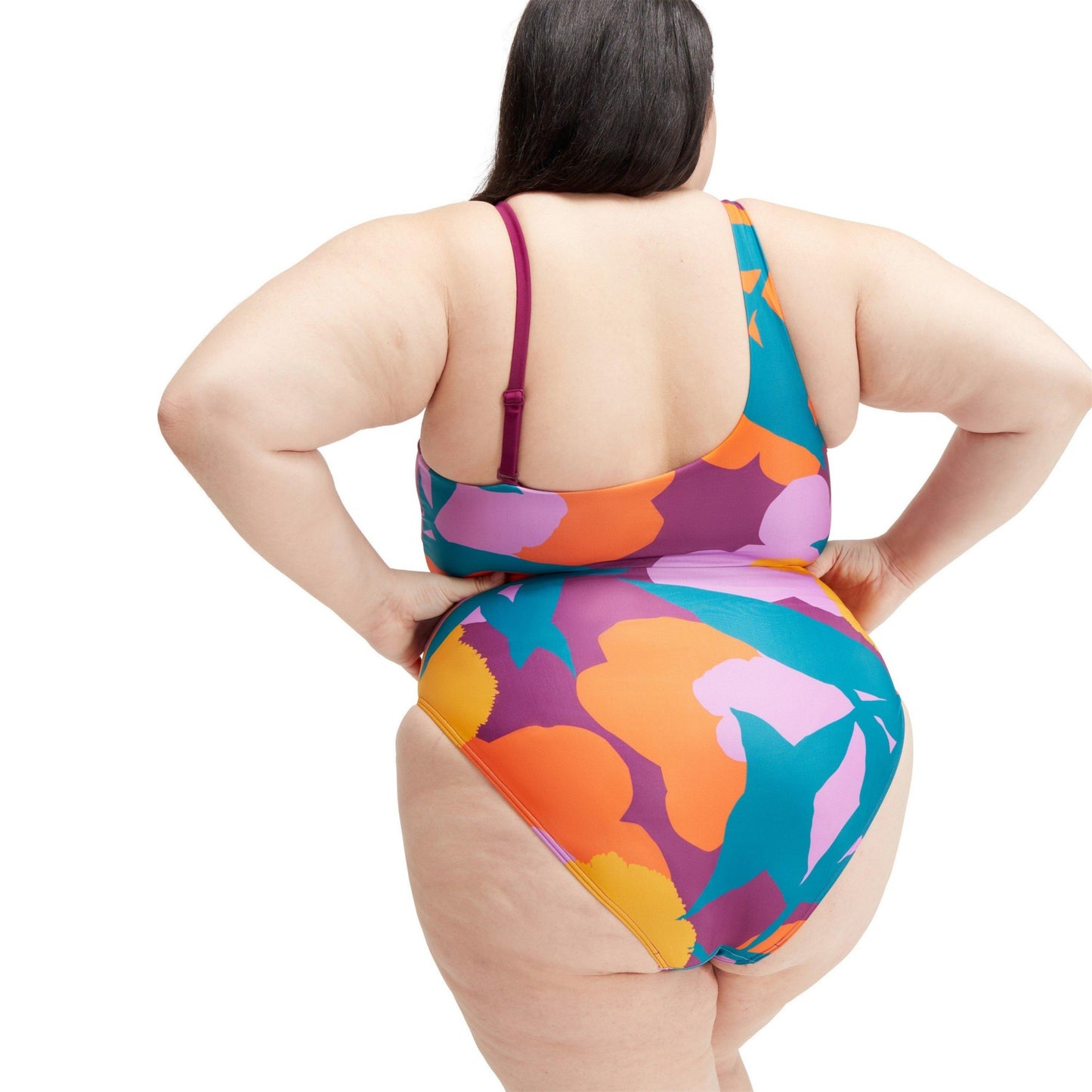Green-Orange Print - Lifestyle - Speedo Womens-Ladies Floral Pattern One Piece Swimsuit