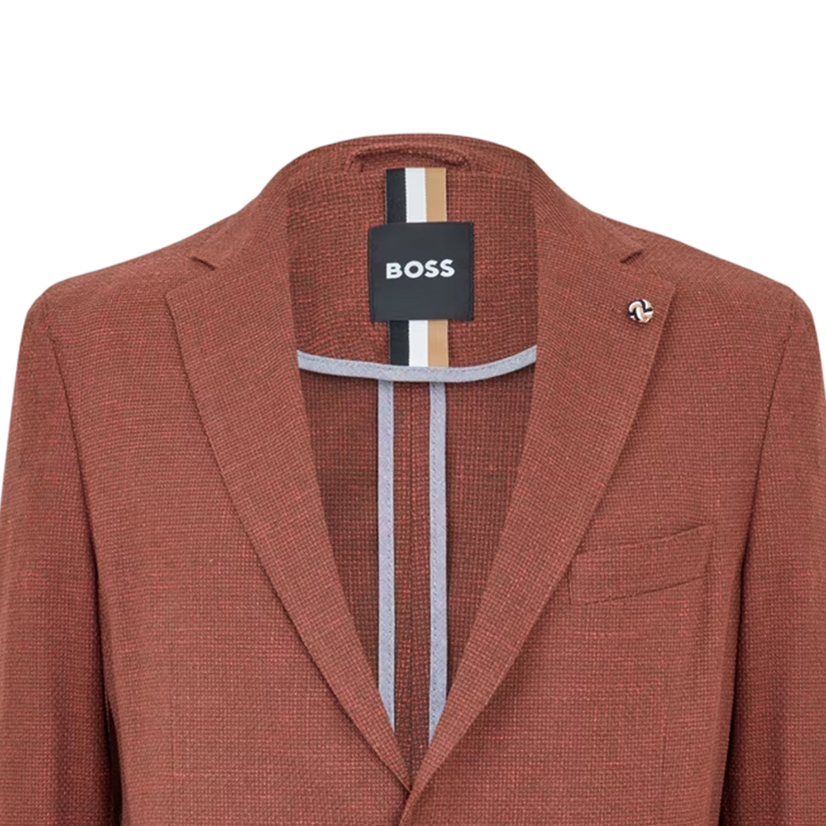 Red - Side - Boss Mens Hanry Textured Notch Neck Blazer