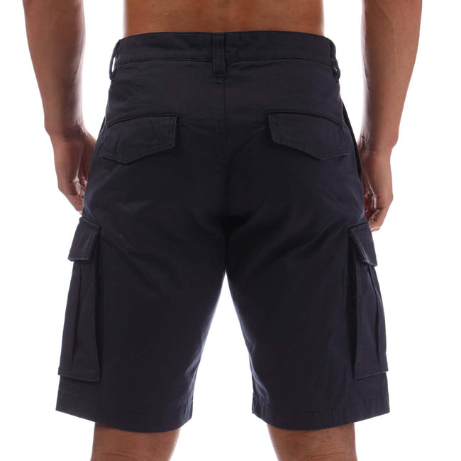 Navy - Back - Gant Mens Twill Relaxed Fit Cargo Shorts