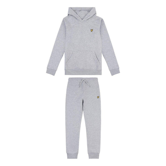 Grey Heather - Front - Lyle & Scott Childrens-Kids Logo Hoodie & Bottom Set Set