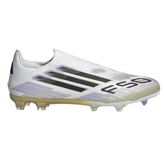 White-Black-Gold - Front - Adidas Mens F50 League Laceless Firm Ground Football Boots