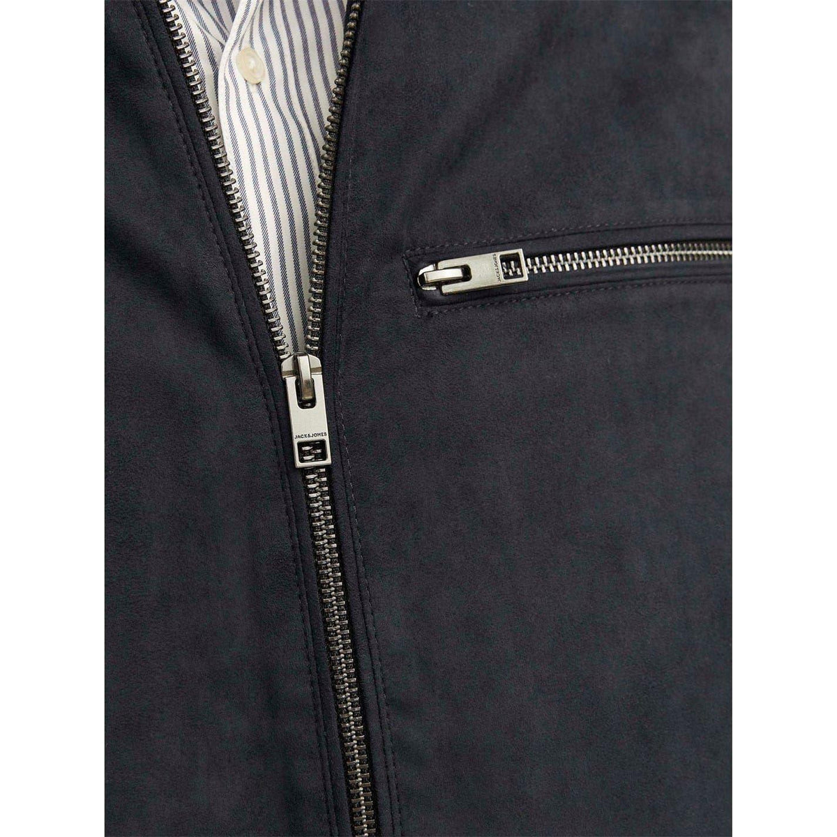 Jet Black - Pack Shot - Jack And Jones Mens Faux Leather Biker Jacket