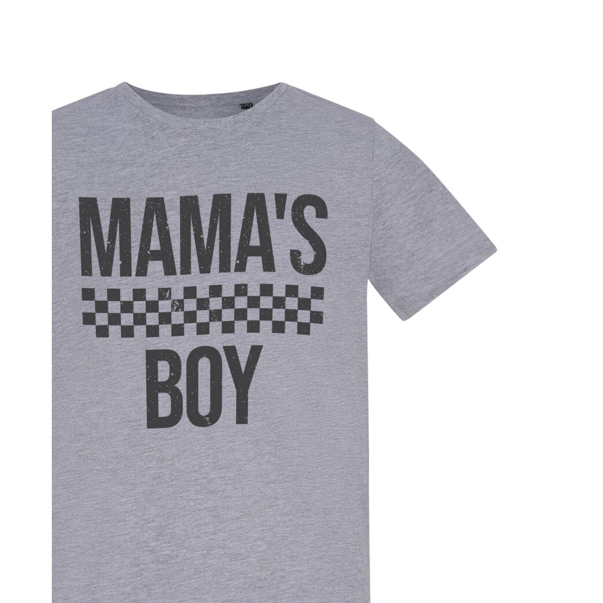 Grey - Side - AWD Childrens-Kids Mamas Boy Checkerboard T-Shirt