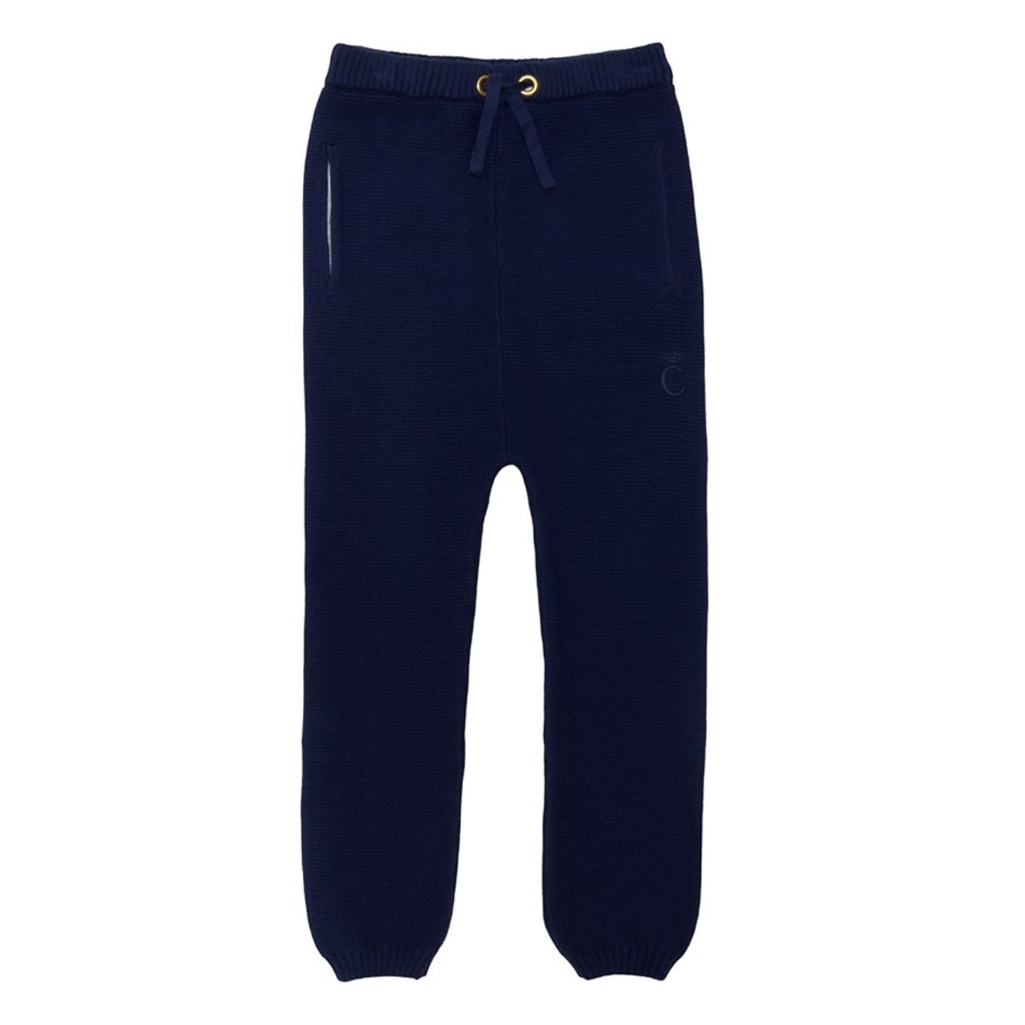 Navy Blue-White - Side - Caramelo Kids Childrens-Kids Zip Neck Top And Trousers Set