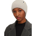 Grey - Side - Boss Laura Plain Ribbed Beanie