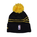 Black-Yellow - Back - New Era Mens NBA City Edition Golden State Warriors Knitted Bobble Beanie