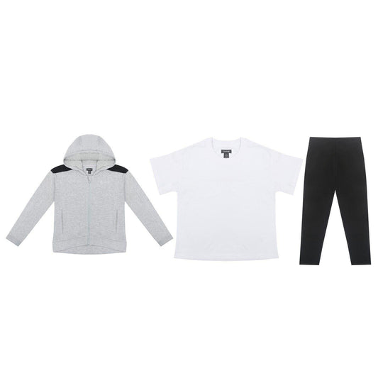 Grey-Black - Front - Firetrap Girls Logo Hoodie And Leggings Set (Pack of 3)
