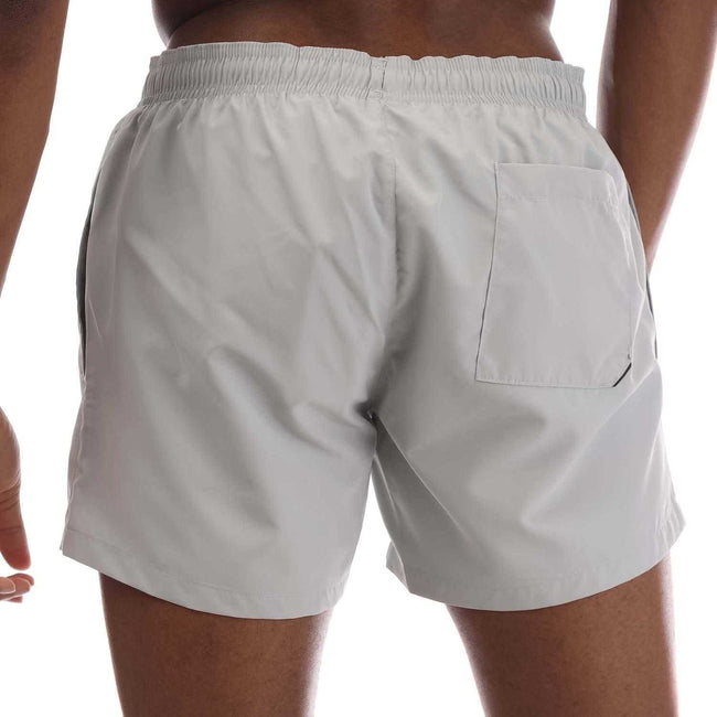 Grey - Back - Hugo Mens Abas Logo Swim Shorts