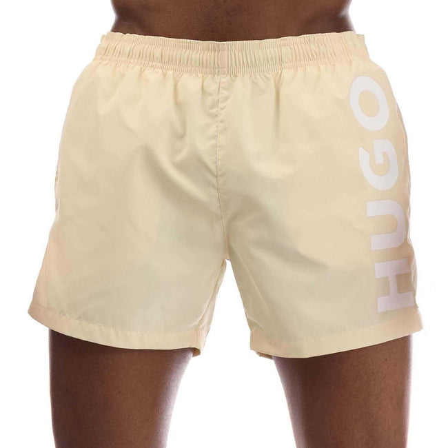Yellow - Front - Hugo Mens Abas Logo Swim Shorts