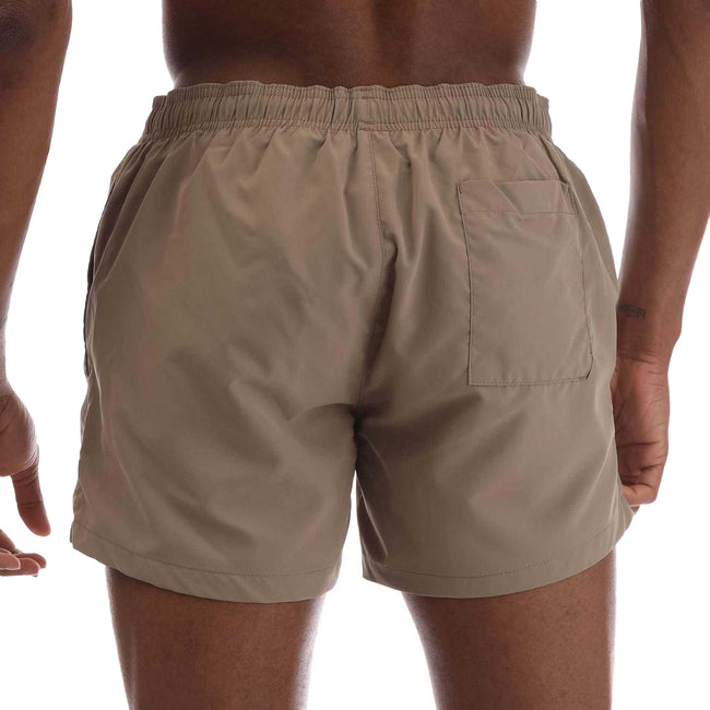 Beige - Back - Hugo Mens Abas Logo Swim Shorts