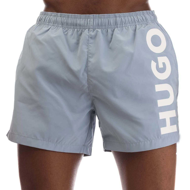 Blue - Front - Hugo Mens Abas Logo Swim Shorts