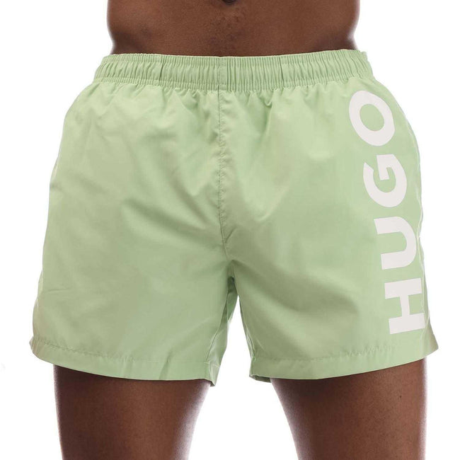 Green - Front - Hugo Mens Abas Logo Swim Shorts