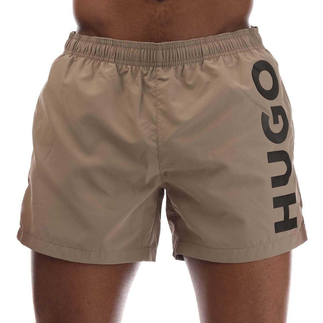 Beige - Front - Hugo Mens Abas Logo Swim Shorts
