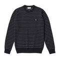 Navy - Front - Lacoste Mens Textured Stripe Cotton Sweatshirt