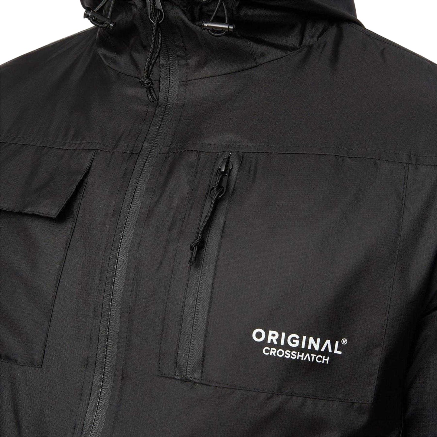 Black - Pack Shot - Crosshatch Mens Logo Jacket