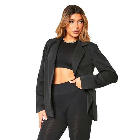 Black - Front - Missy Empire Womens-Ladies Oversized Blazer