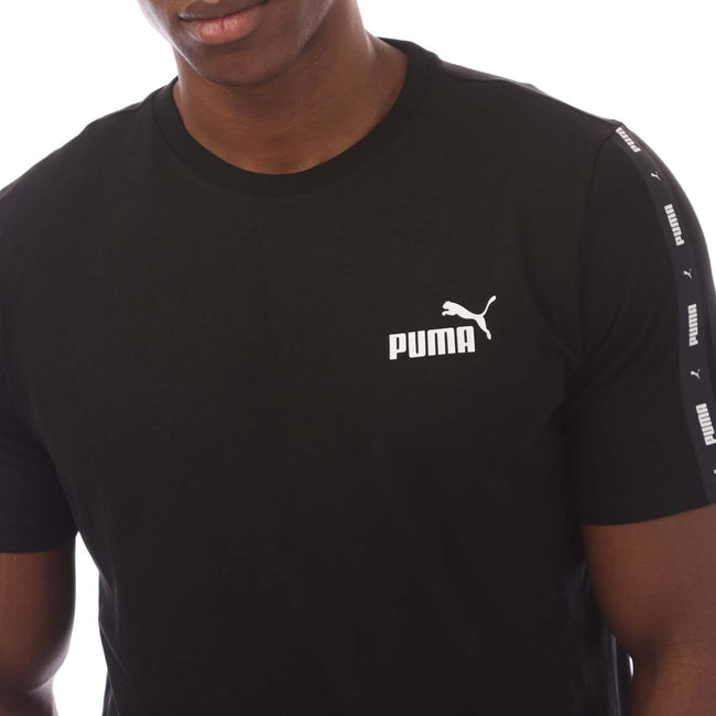 Black - Side - Puma Mens Essential Tape Regular T-Shirt