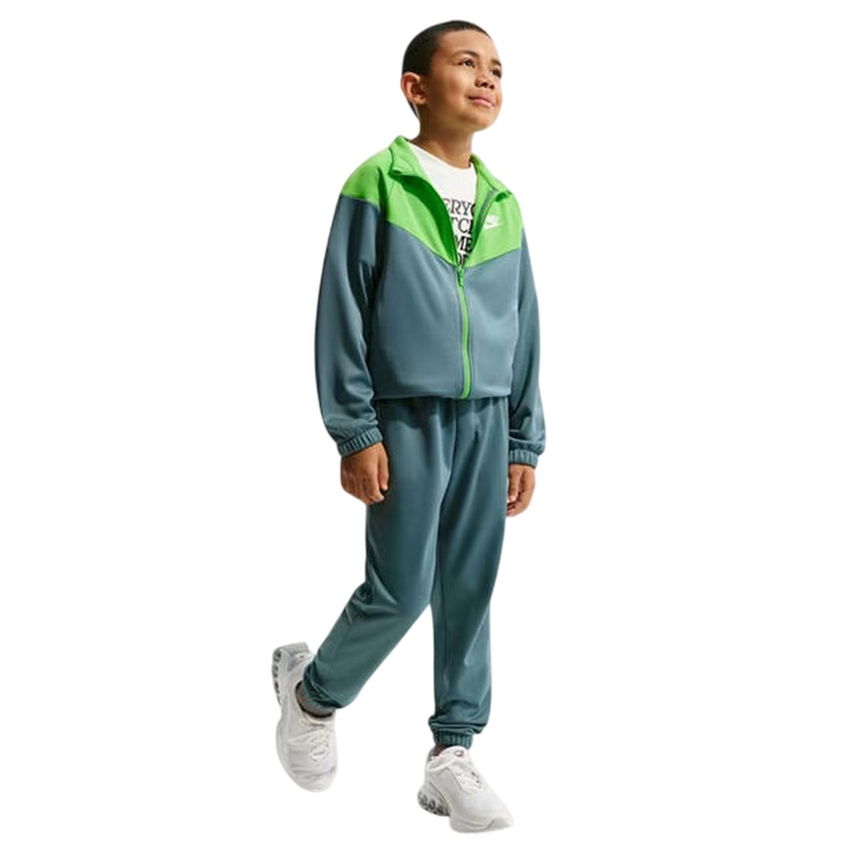 Slate Grey-Green - Lifestyle - Nike Childrens-Kids Swoosh Polyester Tracksuit