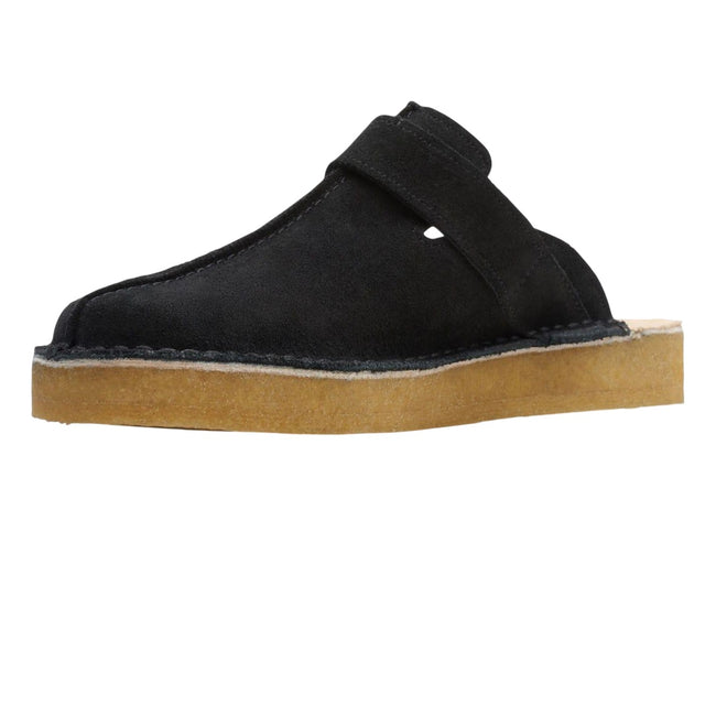 Black - Close up - Clarks Mens Trek Suede Mules