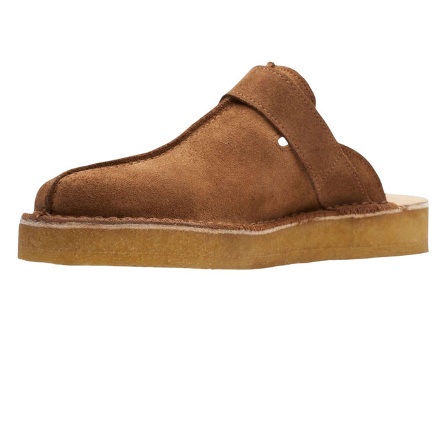 Brown - Close up - Clarks Mens Trek Suede Mules